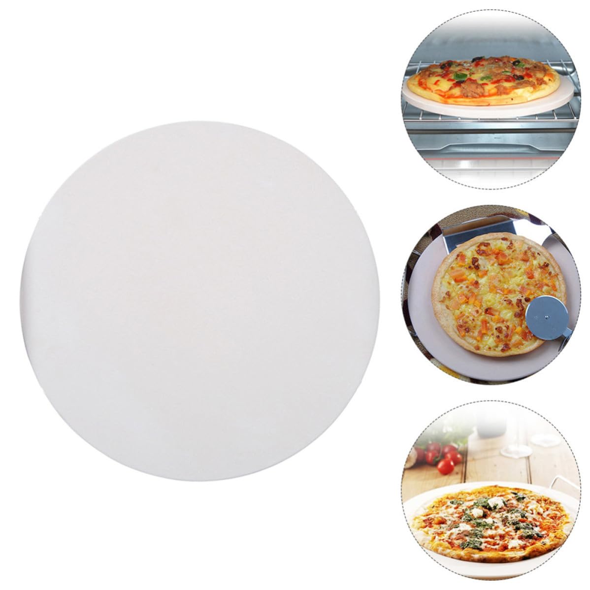 Abaodam Cordierit Pizzastein Weiß Hitzebeständig und Wasserabsorbierend Praktisches Backzubehör für Ofen und Holzkohlegrill zum Pizza Backen