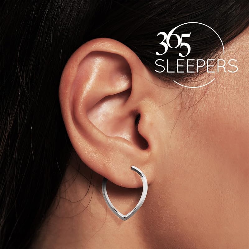 365 Sleepers 316L Surgical Steel Hypoallergenic 16G Tear Drop Septum Jewelry Hinged Segment Ring Body Piercing Hoop Lip Rings Helix Cartilage Rook Sleeper Earrings 8mm – 10mm - Image 3