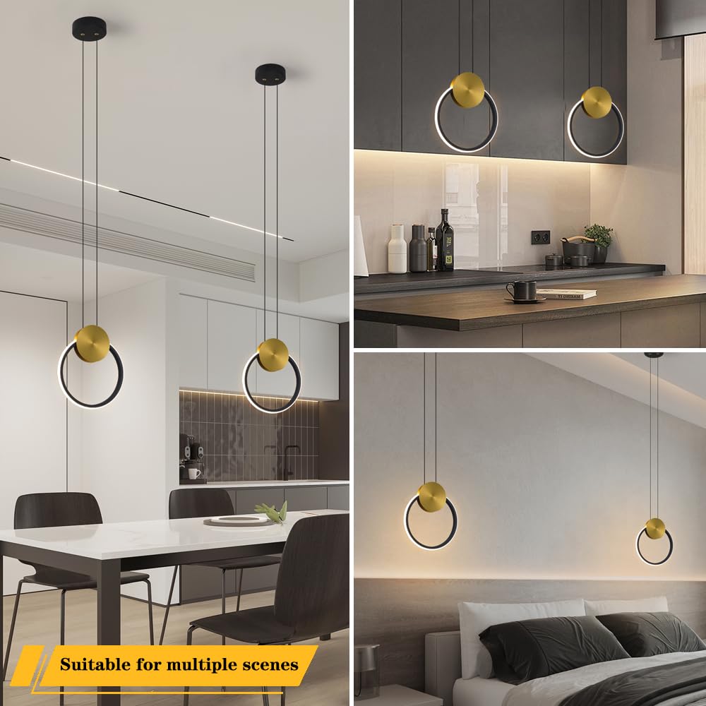 Modern LED Pendant Light 2-Pack – 4000K Chrome Finish, Adjustable Height, Figure-8 Design For Kitchen Island, Dining Room & Living Room