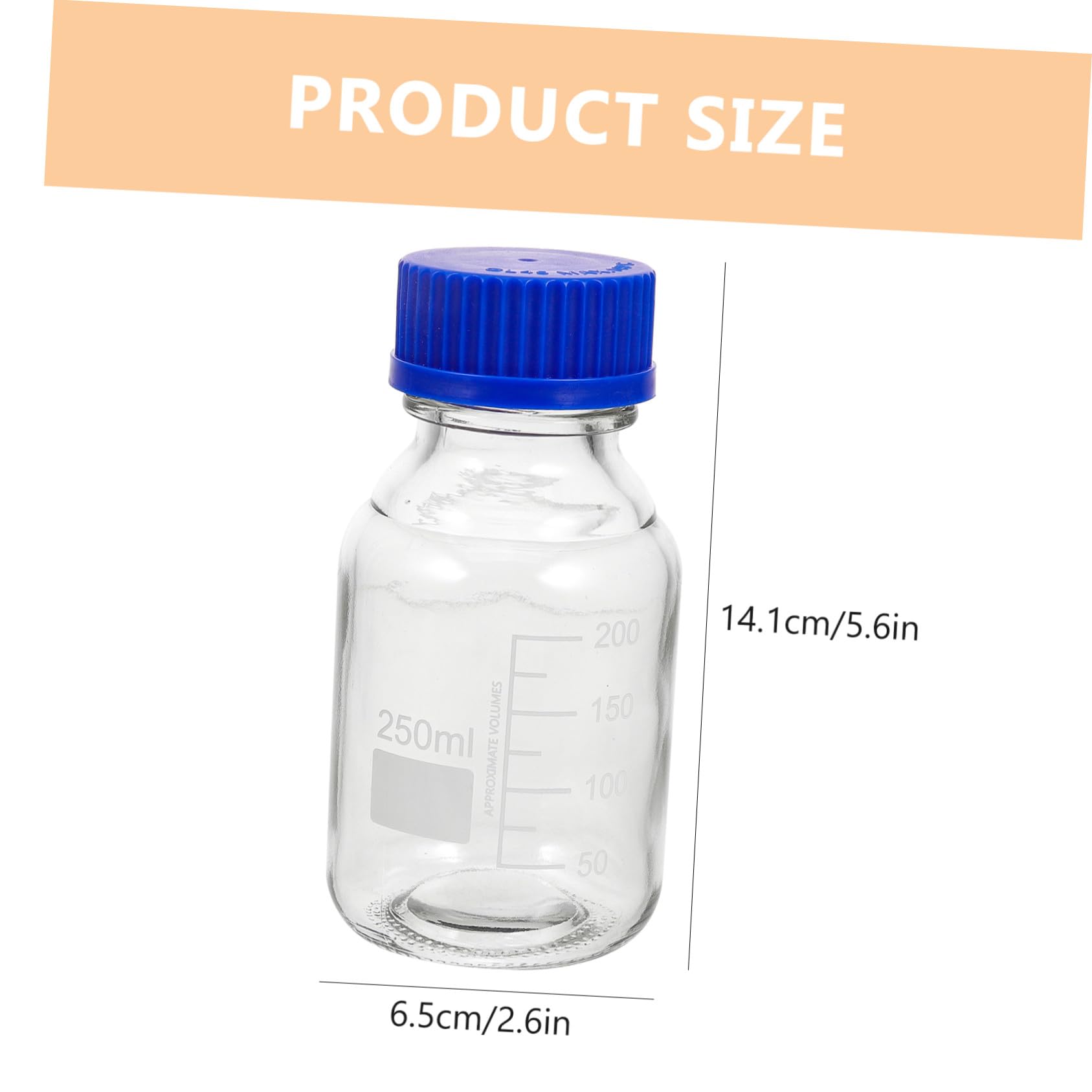 PLAFOPE 4 Pezzi Bottiglia di Reagente Graduata 250ml in Vetro con Tappo a Vite Blu Resistente alla Rottura e Lavabile per Laboratorio e Applicazioni in Classe