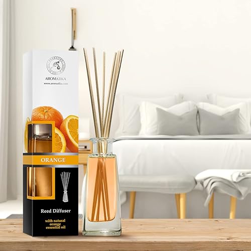 Miniatura 3 de Difusor de naranja con aceite de naranja, 3.4 onzas líquidas, Fresh Room, fragancia de larga duración, difusor de varillas perfumado naranja, juego