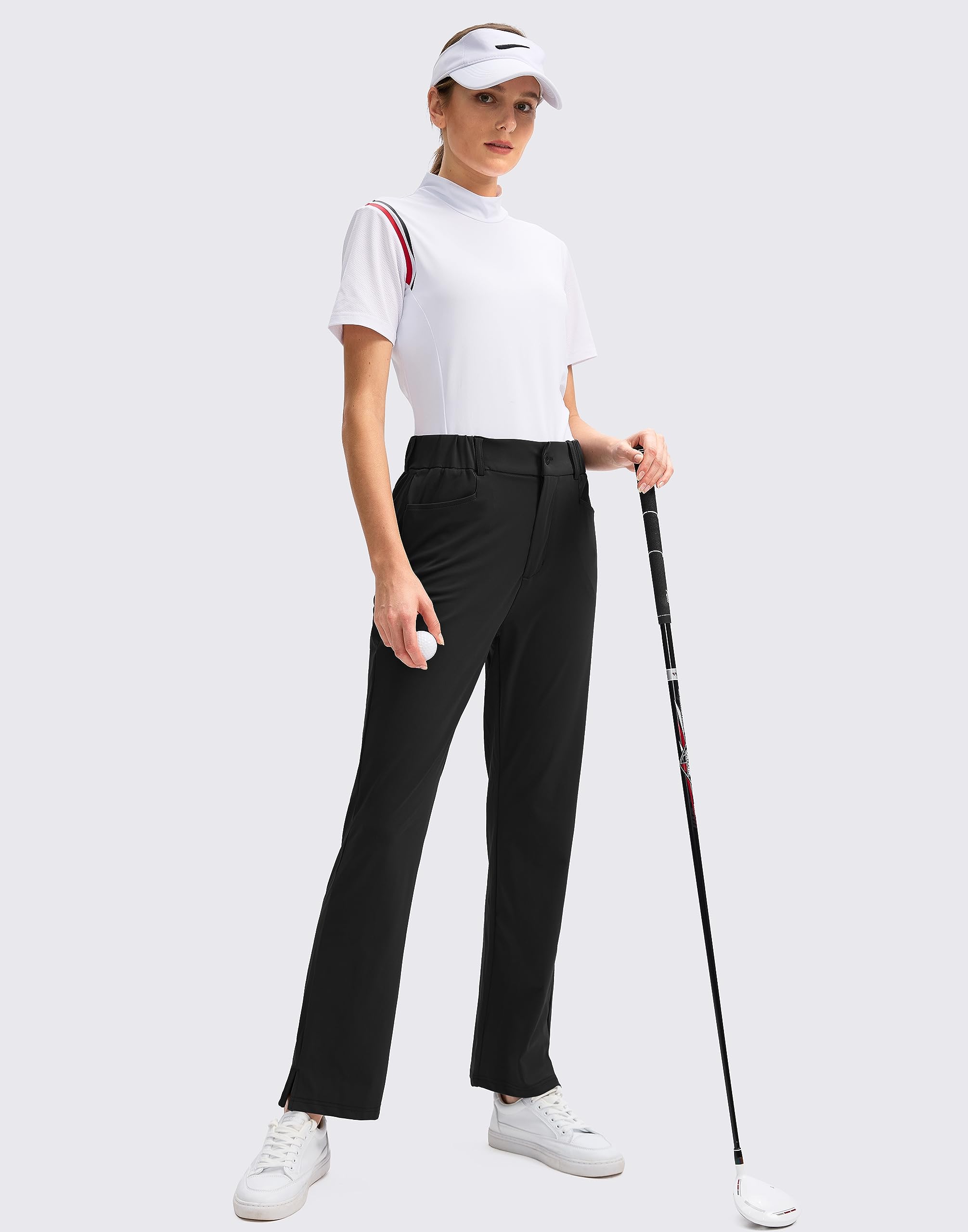 SANTINY Damen-Golfhose mit 5 Taschen, hohe Taille, schnell trocknend, Stretchhose für Damen, Reisen, Arbeit, Freizeit