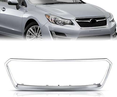 KARPAL Marco exterior de rejilla delantera compatible con Subaru 2013-2015 XV Crosstrek 2015-2016 Impreza Grille SU1202100 cromado