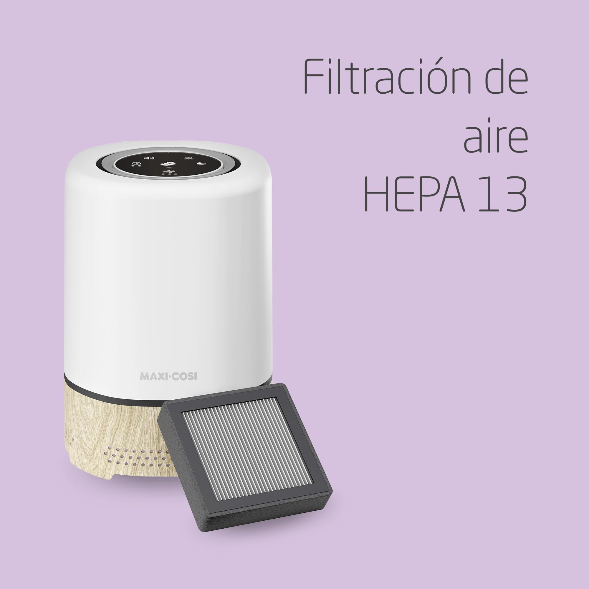 Maxi-Cosi Clean Purificador de Aire 3 en 1 HEPA (H13), Desde el Nacimiento, Para Alergias, Connected Home, Compatible Con Alexa y Google Assistant