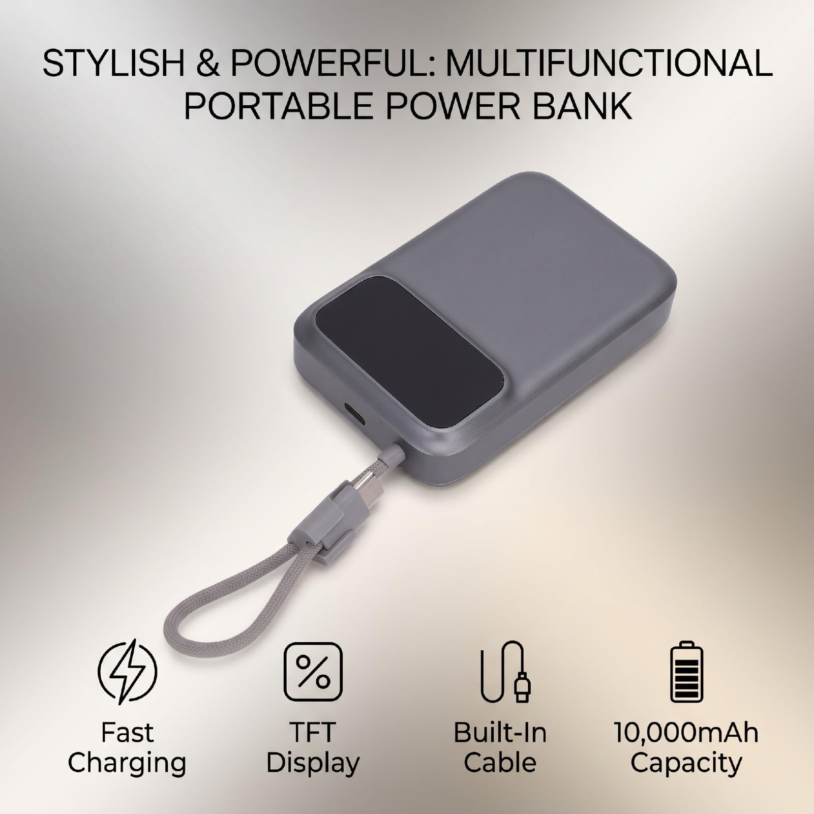 TOPINCN 10000mAh Power Bank avec écran TFT, Charge sans Fil
