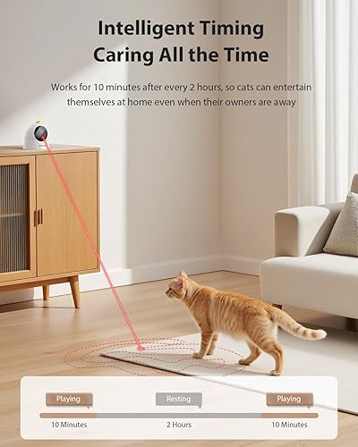 Miniatura 3 de ROJECO Juguete láser automático para gatos, pista de movimiento aleatorio, base magnética de 360, funciona silencioso, recargable con batería de