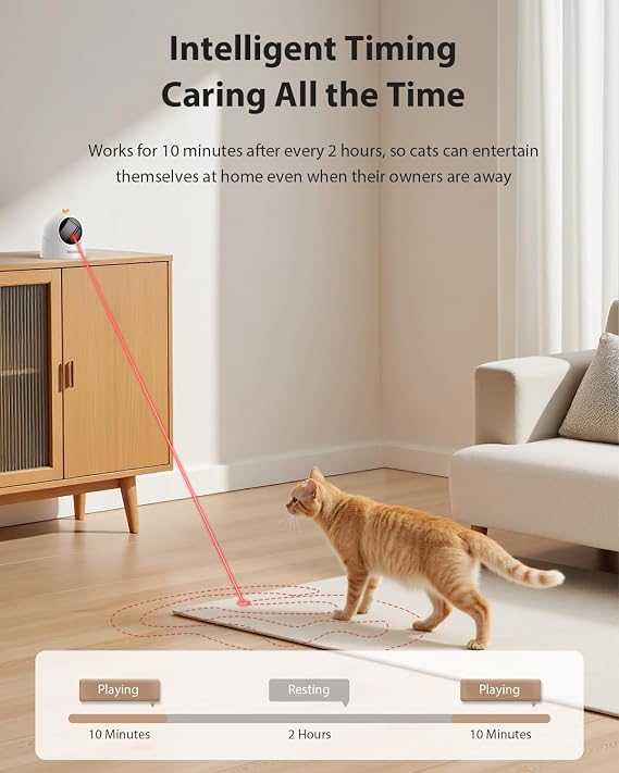 ROJECO Auto Laser Cat Toys for Indoor Cats,Upgraded Interactive Cat Toy with Magnetic Base,3 Speed Modes & Auto Sleep,Rechargeable Interactive Cat Toys for Bored Indoor