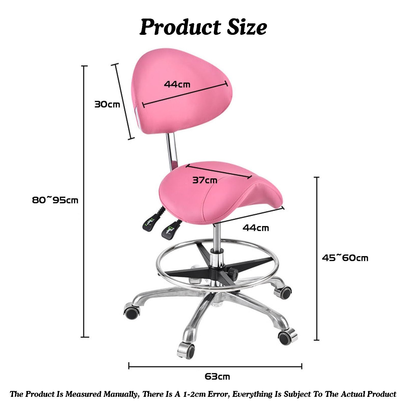 Taburete ajustable con ruedas, capacidad de peso de 330 libras, soporte de espalda, acolchado grueso para oficina en casa