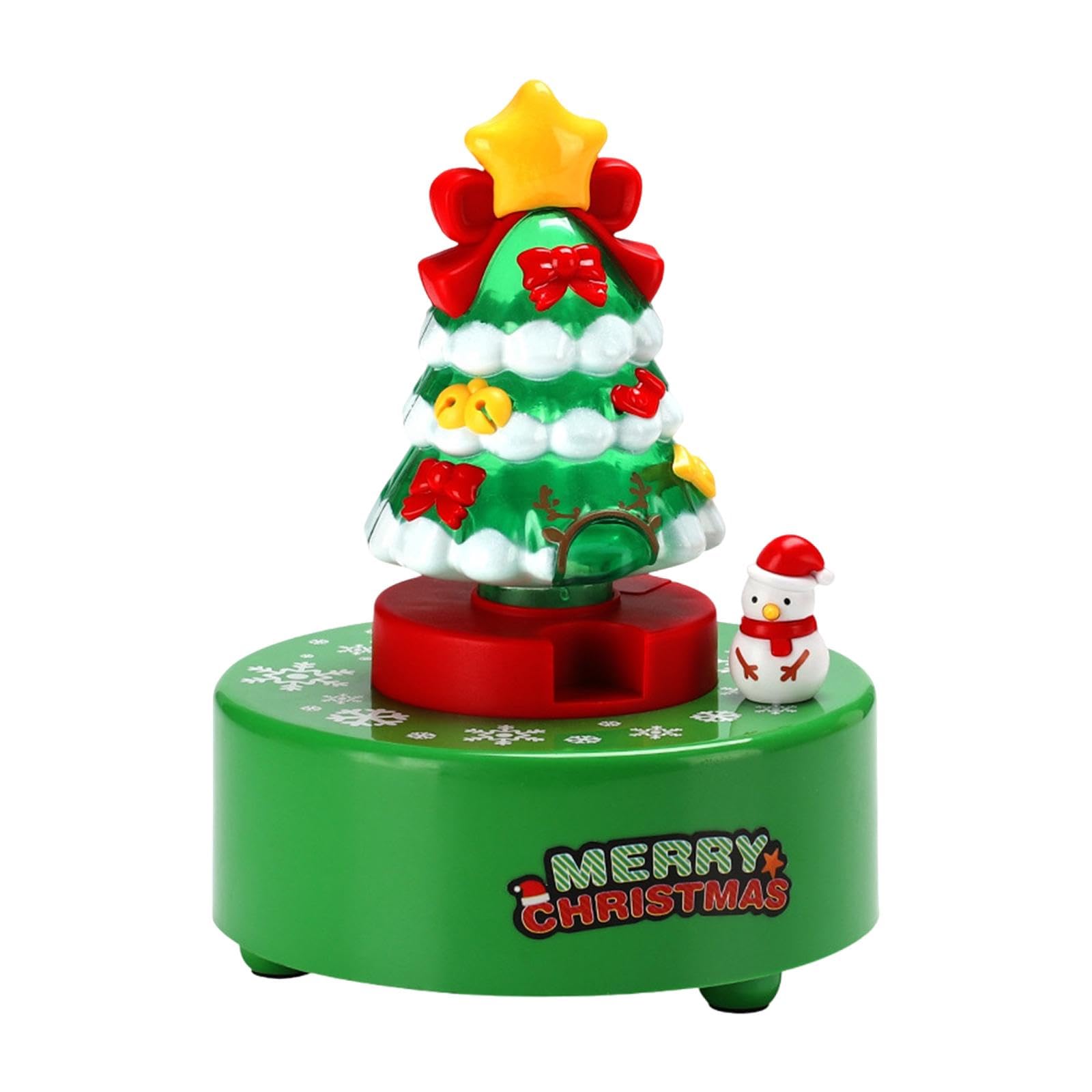QianlyGreen Christmas Tree Music Box Rotating Portable Ids Girls Gift Ornament Xmas Musical Box for Party Indoor Home Table Decor, with Light