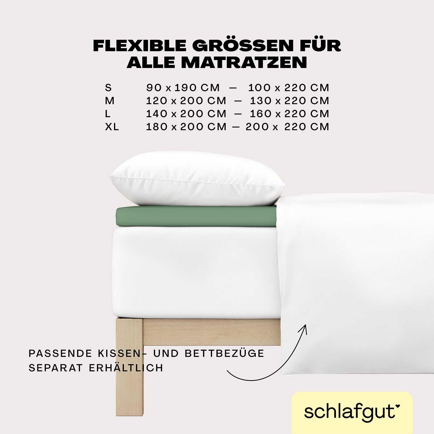 Schlafgut Easy Jersey Elasthan Topper Spannbettlaken 180x200 bis 200x220Green Mid, Spannbetttuch aus superweicher Baumwolle mit Elasthan