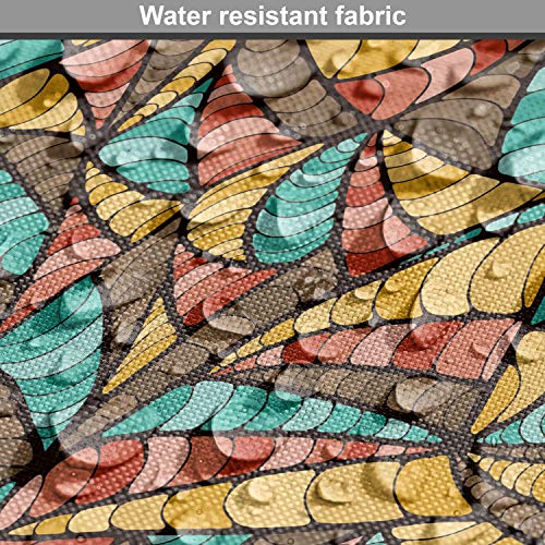 Image of Lunarable Yellow and Brown Fabric by The Yard, Funk Art Style Vibrant Mixed Colorful Culture Print, Decorative Fabric for Upholstery and Home Accents, 2 Yards, Brown Teal