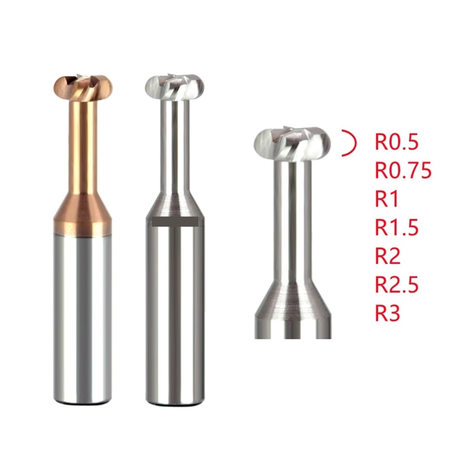 Fraiseà rainure en T rayon d'angle Fraise à rainurer en T, profil concave, outil CNC R0.5/0.75/1/2/3/4/5, usinage acier/aluminium(For Steel,D4xR1x2Hx50L)