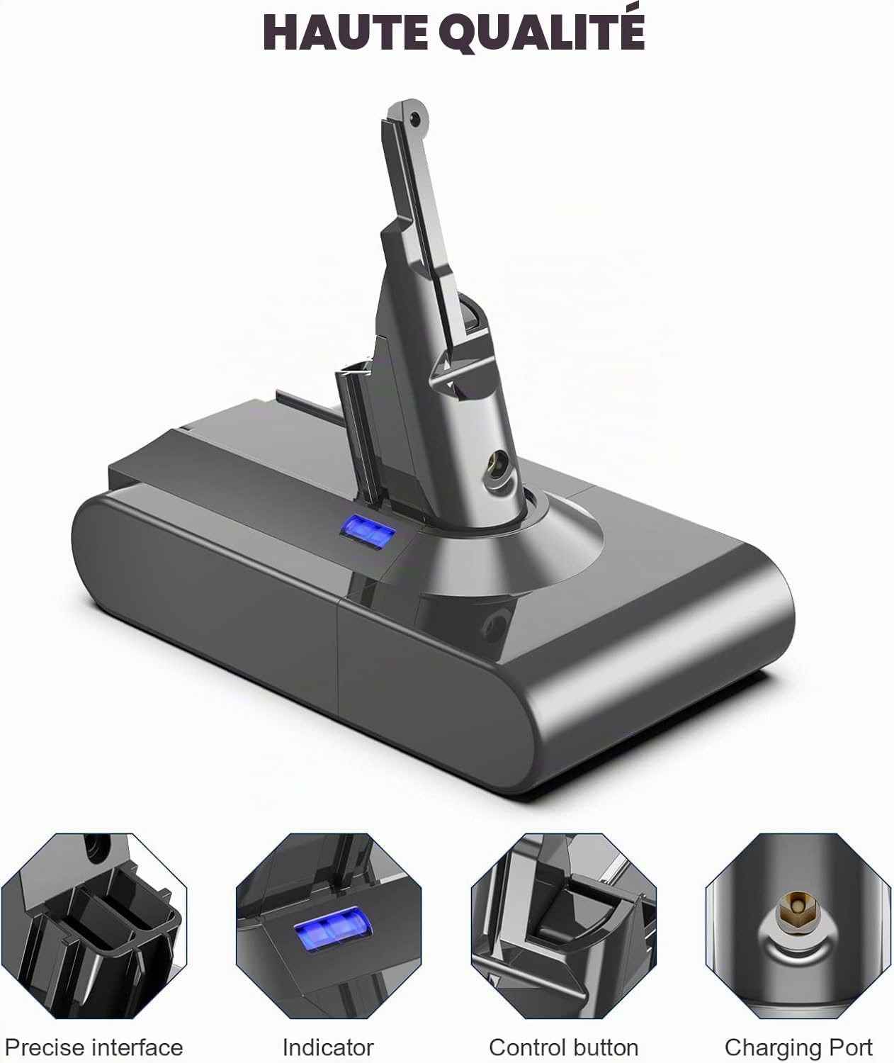 Batterie pour Dyson V8, Powtree Remplacement pour Dyson Batterie SV10 Compatible avec V8 Animal Absolute Fluffy Motorhead Aspirateur sans Fil (2 Filtre + 1 Tournevis + 1 Brosse + 3 Vis)