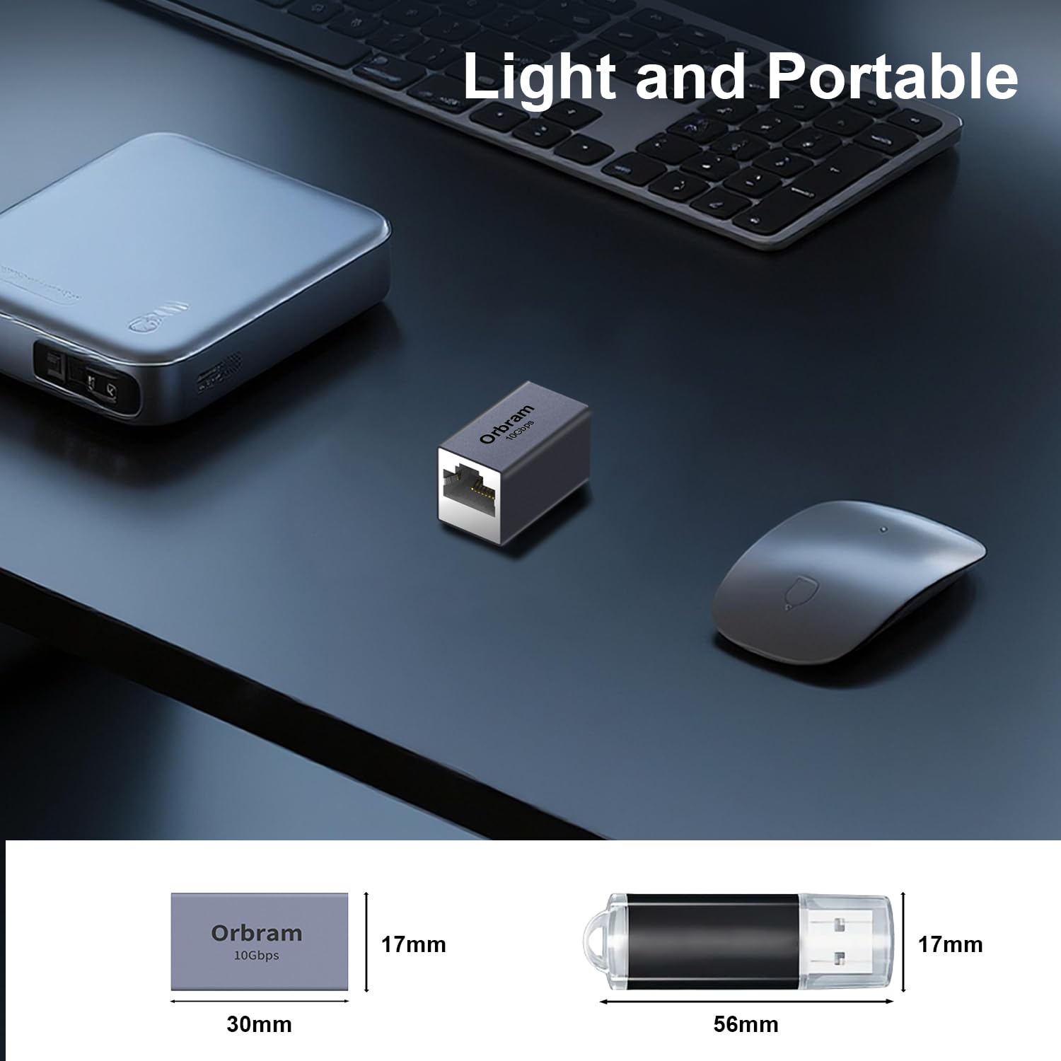 Orbram Lot de 2 rallonges Ethernet homologuées UL 10 Gbit/s, adaptateur de coupleur RJ45 pour câble Cat8/Cat7/Cat6a/Cat6/Cat5, connexion longue distance de 100 m, coupleur femelle vers femelle, coque