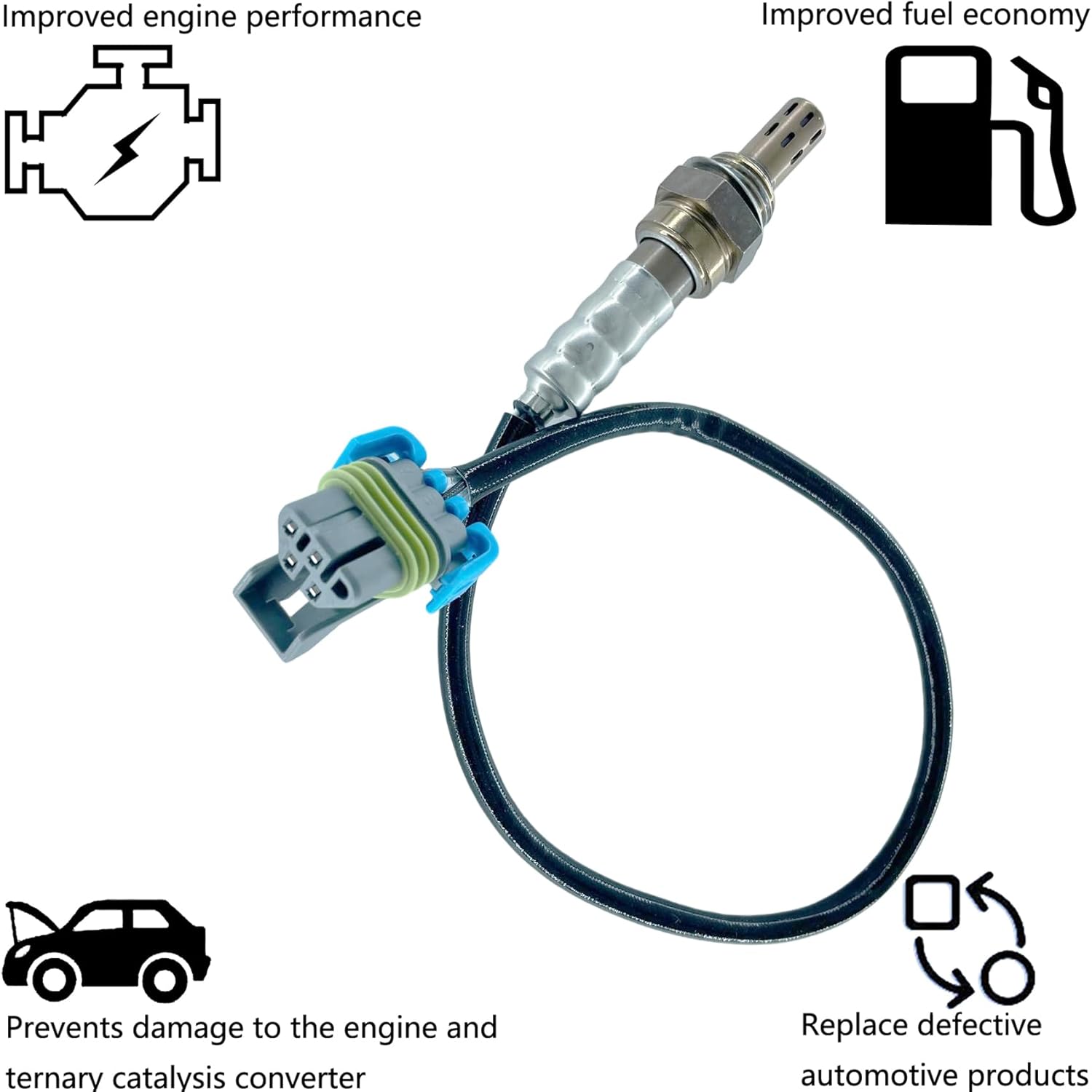 Dropwater 1 Pair Upstream Front Left and Right Side O2 Sensors Set Compatible with Chevrolet 2007-2014 Express 1500,2008-2015 Express 2500,Express 3500,Replaces#234-4336 213-3632 75-3701,Set of 2pcs
