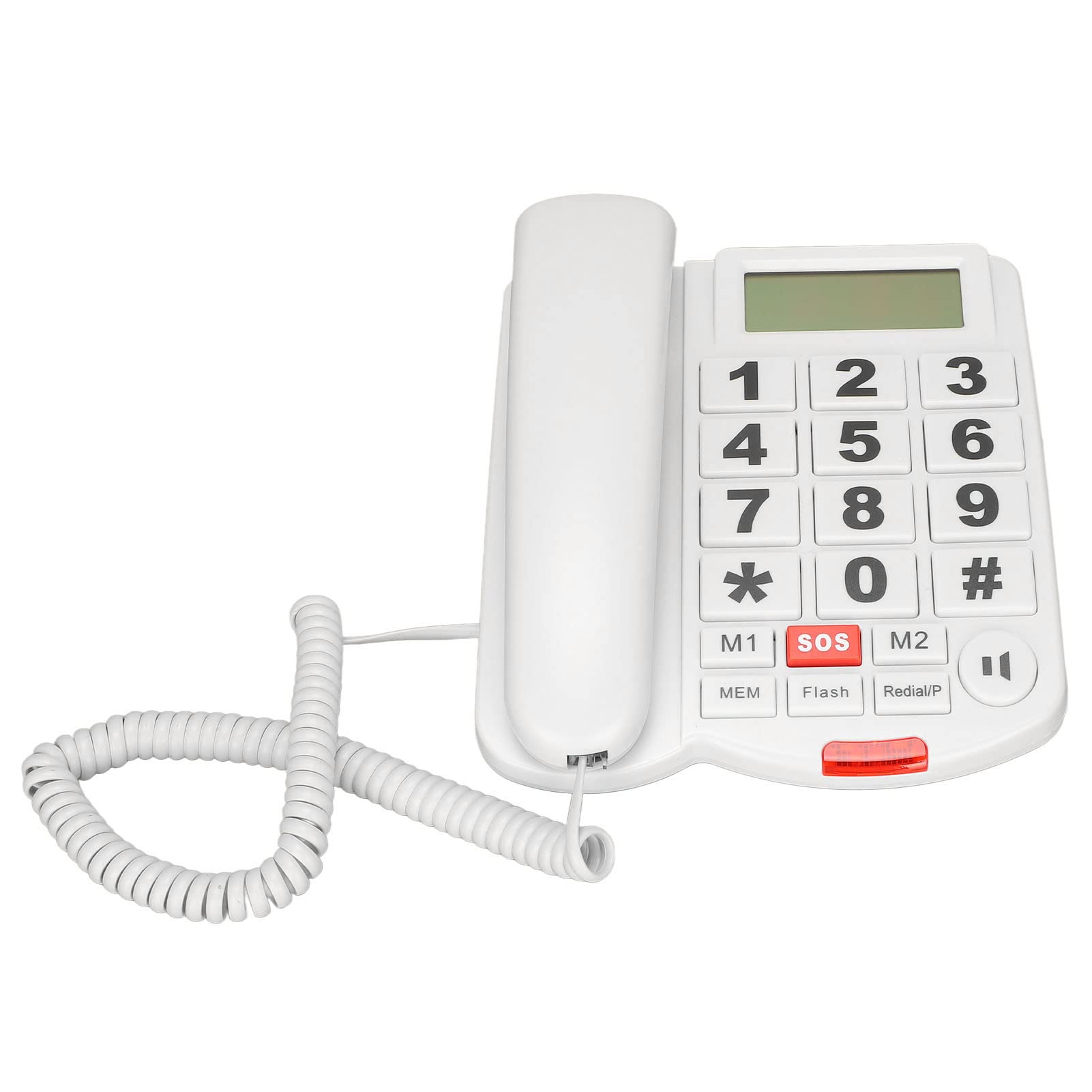 LD‑265CID Telefono con Cavo a Pulsanti Grandi con ID Chiamante, Vivavoce, Composizione Vivavoce e Funzione di Conversazione Telefono per Anziani con Problemi di Udito, Telefono di Casa Bianco