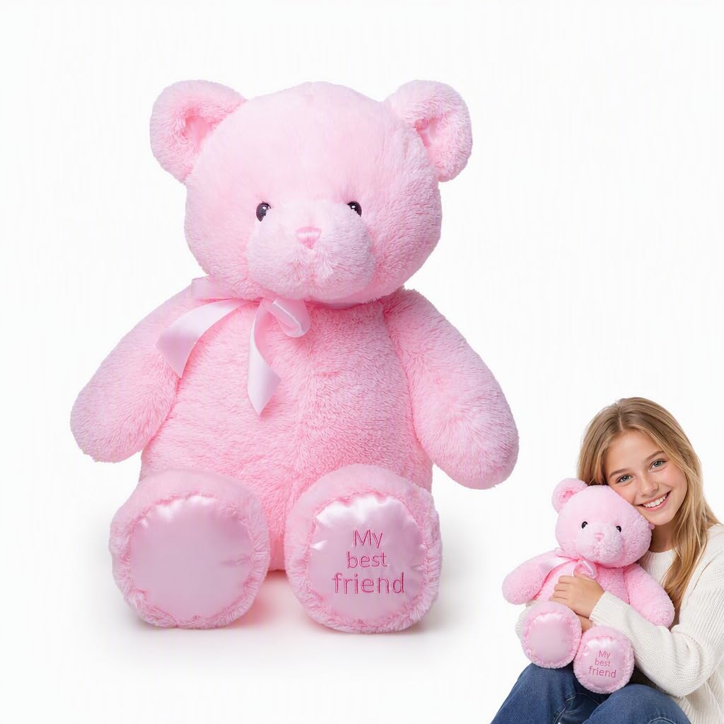 WaaRiuQ 1Pcs Pink Teddy Bear Medium, Soft Stuffed Animal, 28 cm Plush