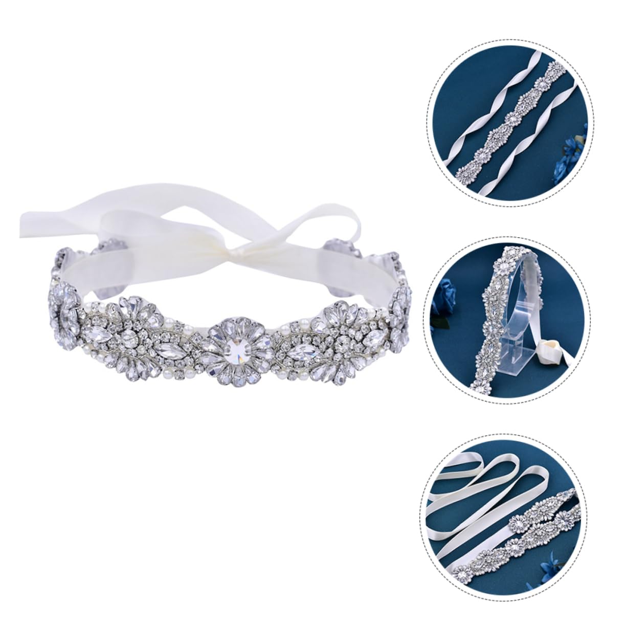 Beavorty Cinturones de Vestido de Novia con pedrería Brillante Despedida de Soltera Cinturones de Faja para Mujeres cinturón de Novia con de imitación