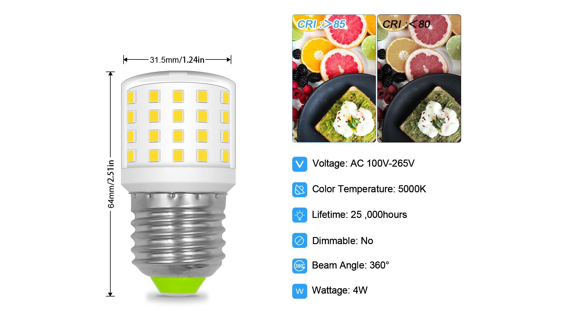 LFLAMPON Kei D34l Refrigerator Bulb AC100-265V 3.5W Fridge Light