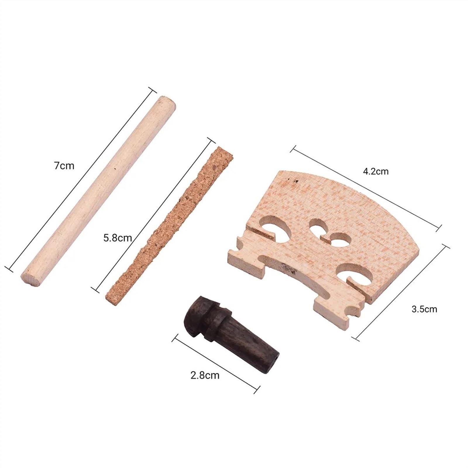 Kit di accessori per violino a grandezza naturale 4/4 Mentoniera 4 piroli 4 accordatori fini Tailgut Endpin Ponte in acero pezzi di ricambio per violino