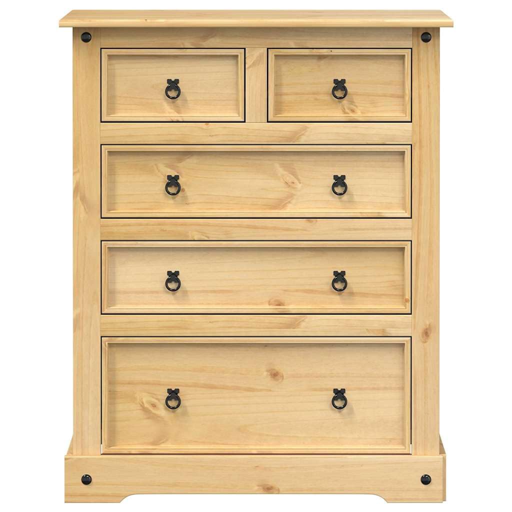 Cassettiera Corona 92 x 48 x 114 cm, in legno massello di pino, armadio con cassetti, mobile per soggiorno, camera da letto, ingresso, corridoio, ufficio 4005674