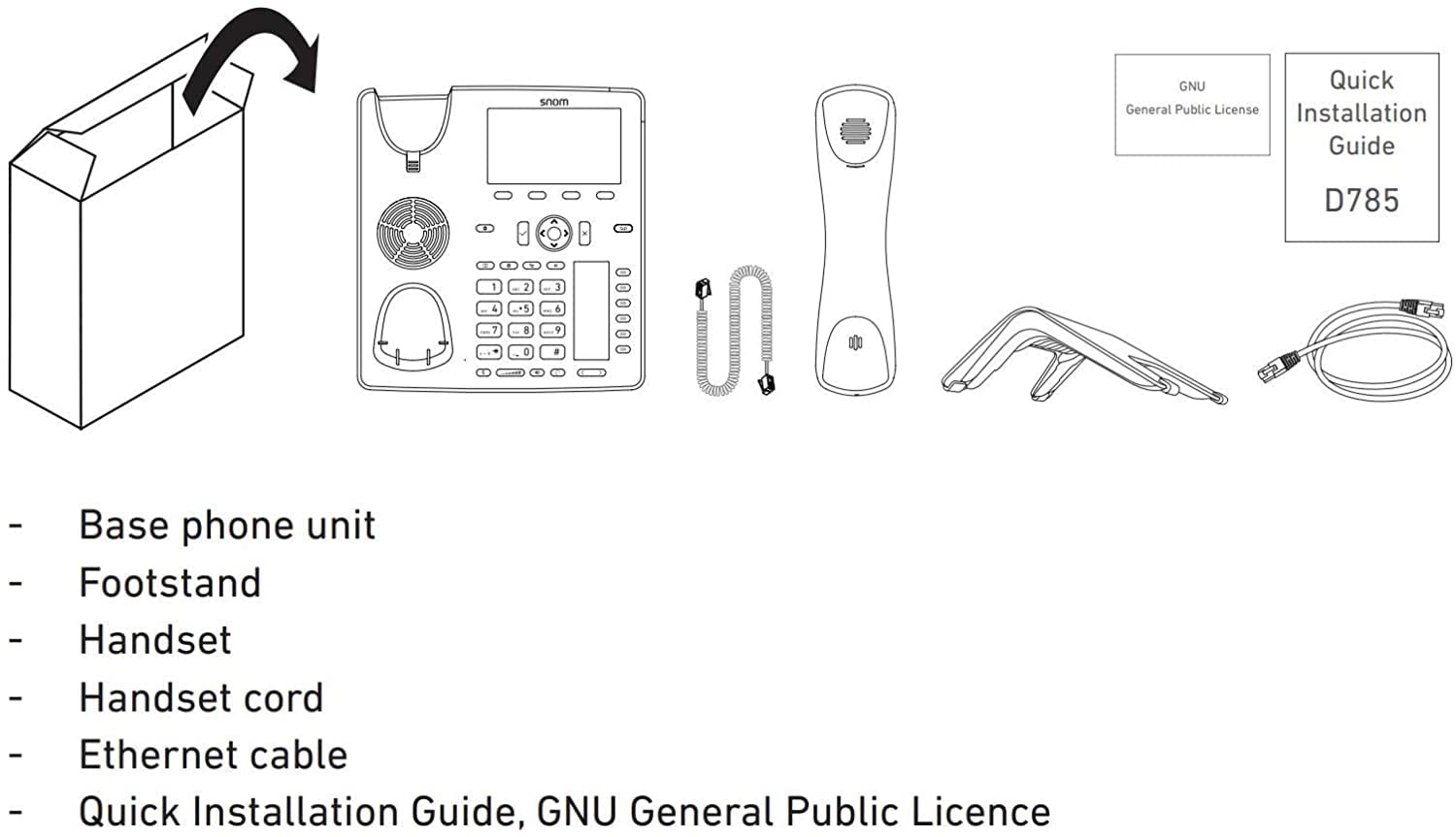Snom D785N IP Telefon, SIP Tischtelefon, 4,3" TFT-Farbdisplay 480x272 Pixel, 12 SIP-Identitäten, 48 selbstbeschriftende Tasten (12 physisch), Sensorhakenschalter, USB, Gigabit PoE, Schwarz, 00004599