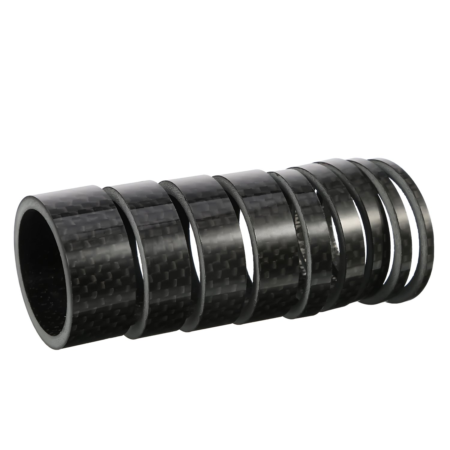 Sumind 9 Pieces Bike Bicycle Carbon Fiber Headset Spacer Kit 1-1/8 Inch, 2/3/ 5/10/ 15 mm, 5 Size