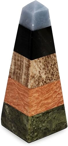 NOVICA Escultura de piedra geométrica multicolor, 4.9" de alto 'Life Force'
