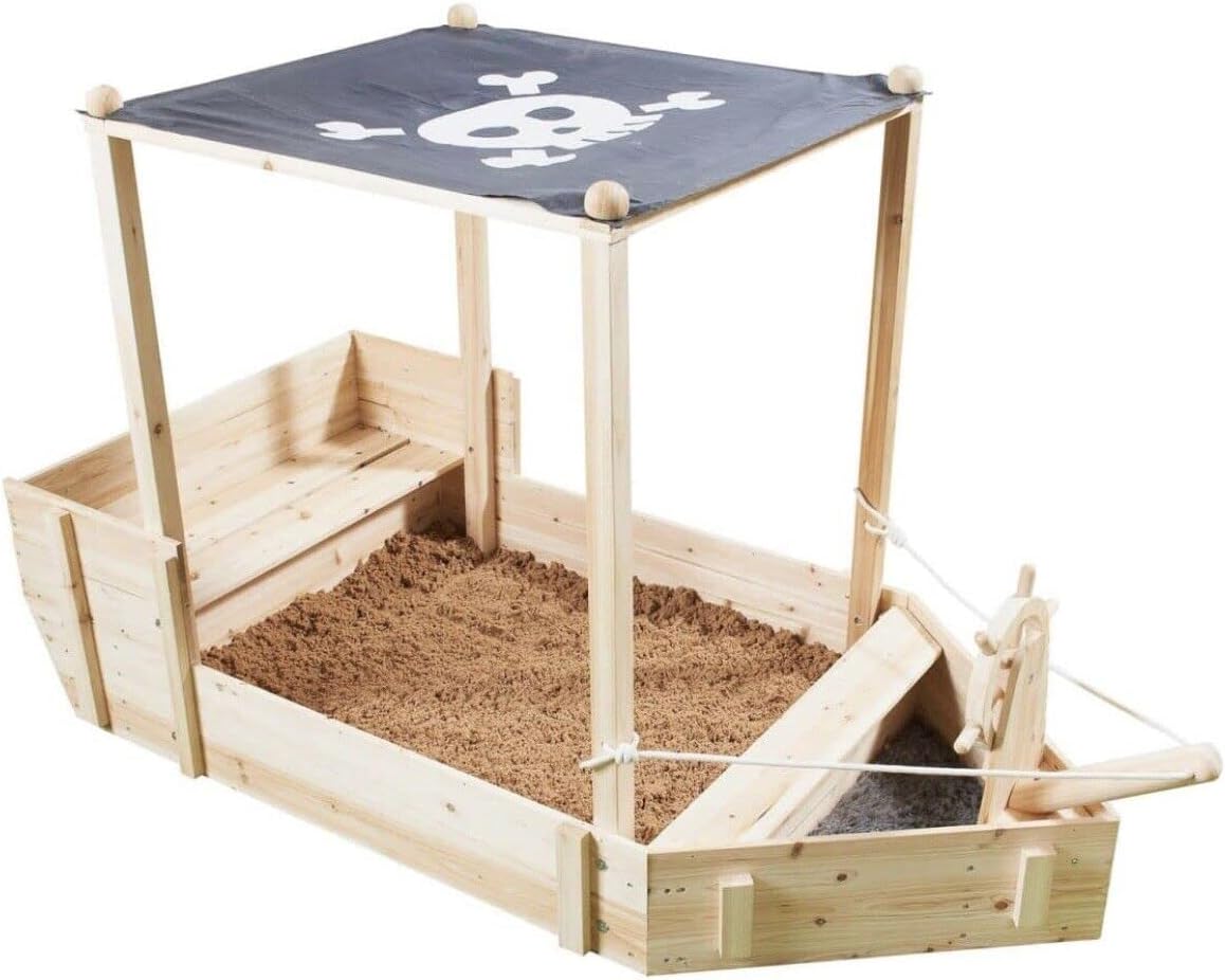 Playtive Kids Wooden Sand Pit Sandbox Pirate Sandboat Outdoor with