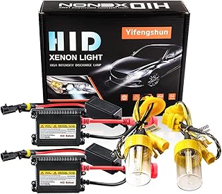 H7 HID Headlight Bulbs 6000K Xenon White with 55W DC Slim HID Ballast by Yifengshun Super Bright Xenon HID Light Bulb for Auto High / Low Beam (2 Xenon Bulbs + 2 Ballasts)