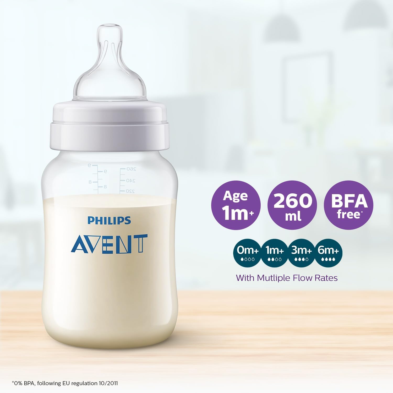 Philips Avent Anti Colic Baby Feeding Bottle 260ml (Twin Pack)| Anti-Colic Value Help Reduce Air Ingesion | SCY103/20 - Image 2 thumbnail