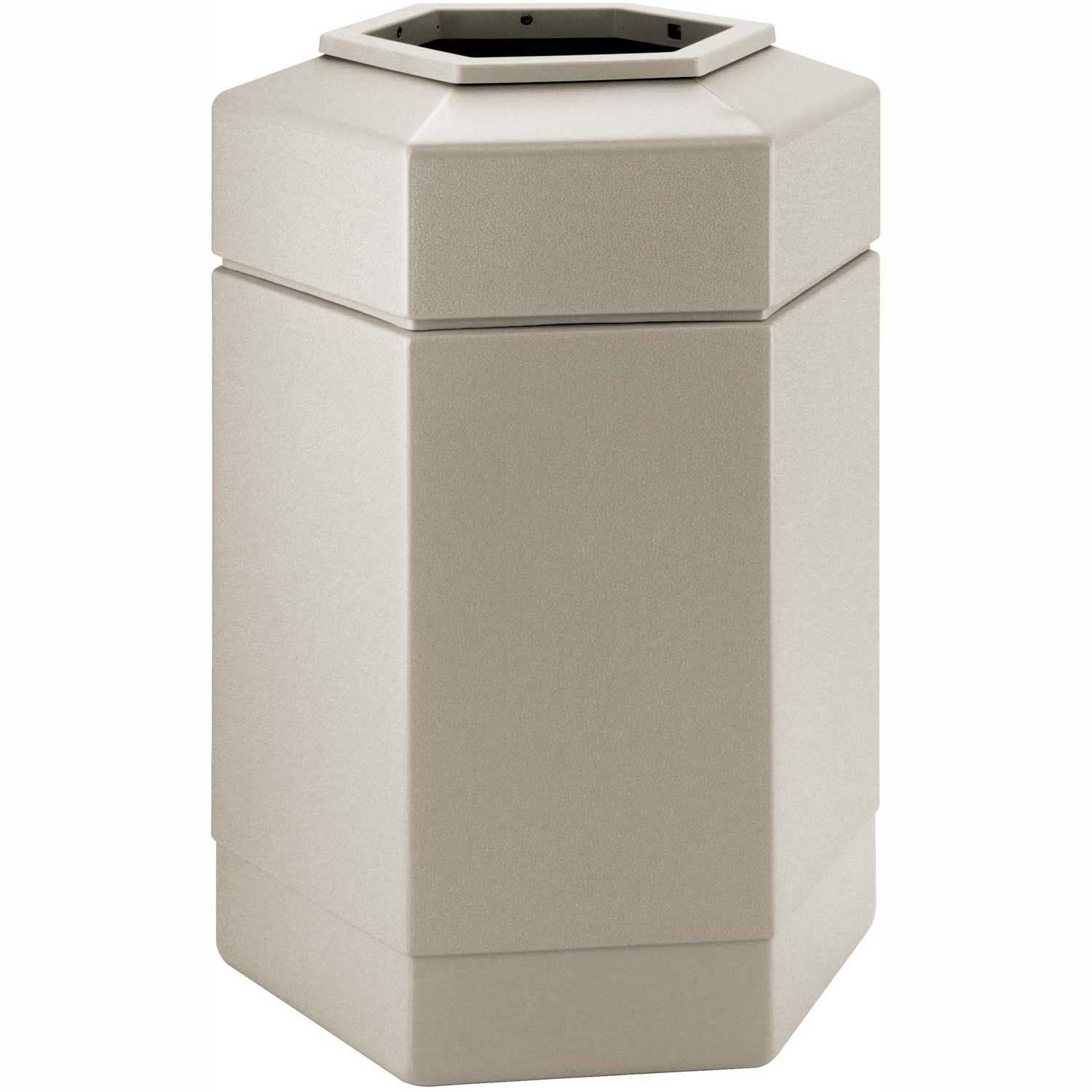 COMMERCIAL ZONE PRODUCTS 737102 Hex Waste Container,Beige,30 gal.,lon