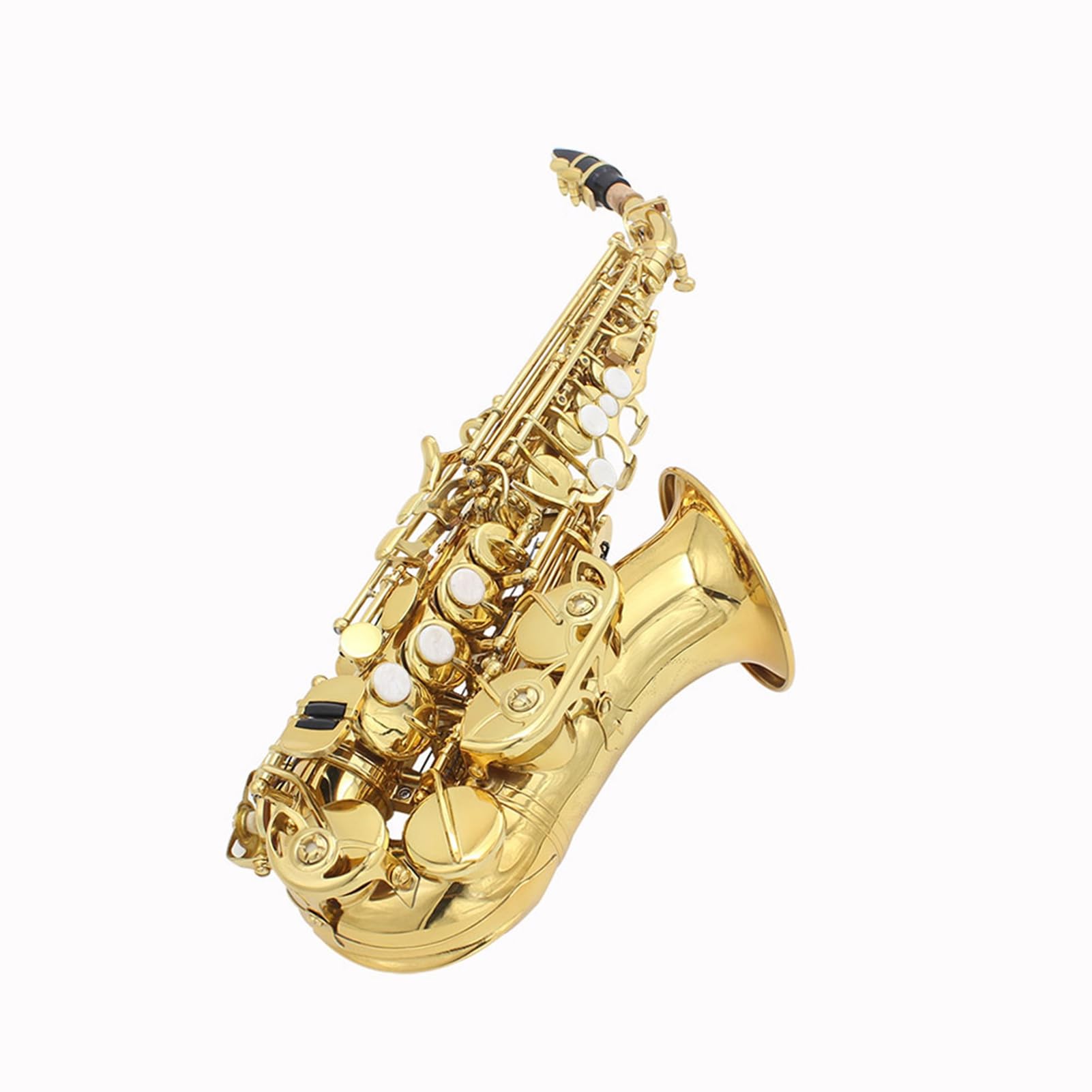 Laiton Sax,HUIOP Laiton Doré Carve Motif Sib Bend Althorn Soprano Saxophone Saxophone Perle Blanc Shell Boutons Instrument à Vent avec étui Gants Chiffon de Nettoyage Ceinture,instrument à vent