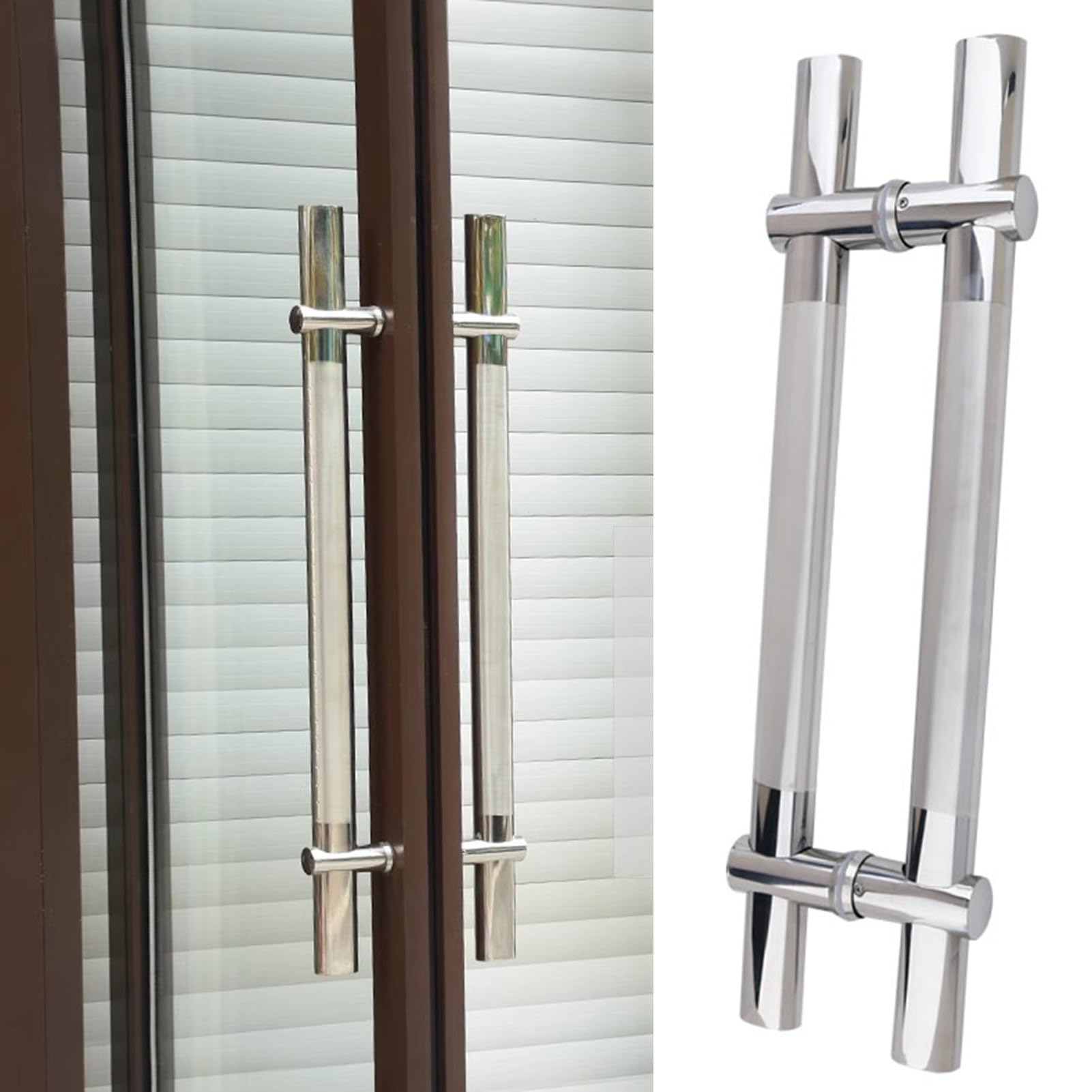 DFGHNBVC Glass Door Pull Handles Double Sided, Interior Exterior Gate Door Handle Commercial, 24-70 In H Shape Push Pull Door Handle Stainless Steel,80Cm(31 1/2