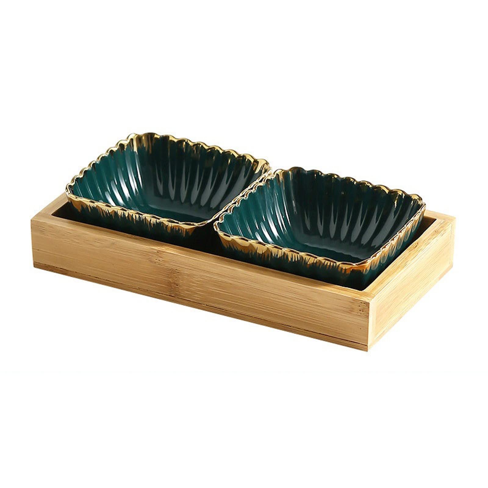 Ciotoline da Snack Multi Grid Salsa Piatto Green Gold Rim Snack Snack Decoraggio Piatto di ceramica Piatto in legno Dessert in legno Vassoio Caramella Frutta Piatto Piatto da tè Piatto da tè Casa Piat