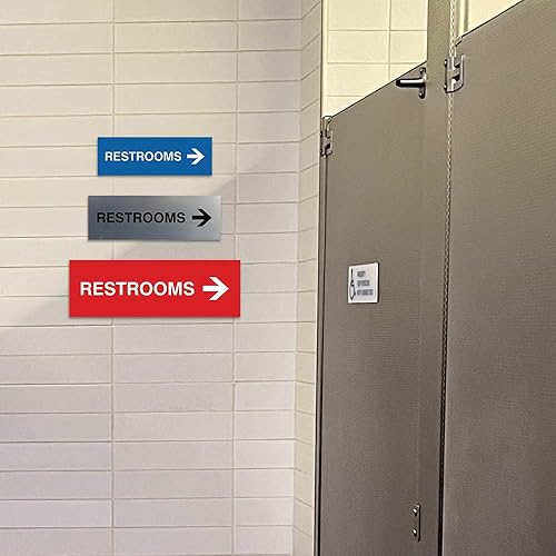 Miniatura 3 de Signs ByLITA Basic Restrooms - Letrero direccional de flecha derecha, material duradero, cinta adhesiva fuerte (oro cepillado), grande (1 unidad)