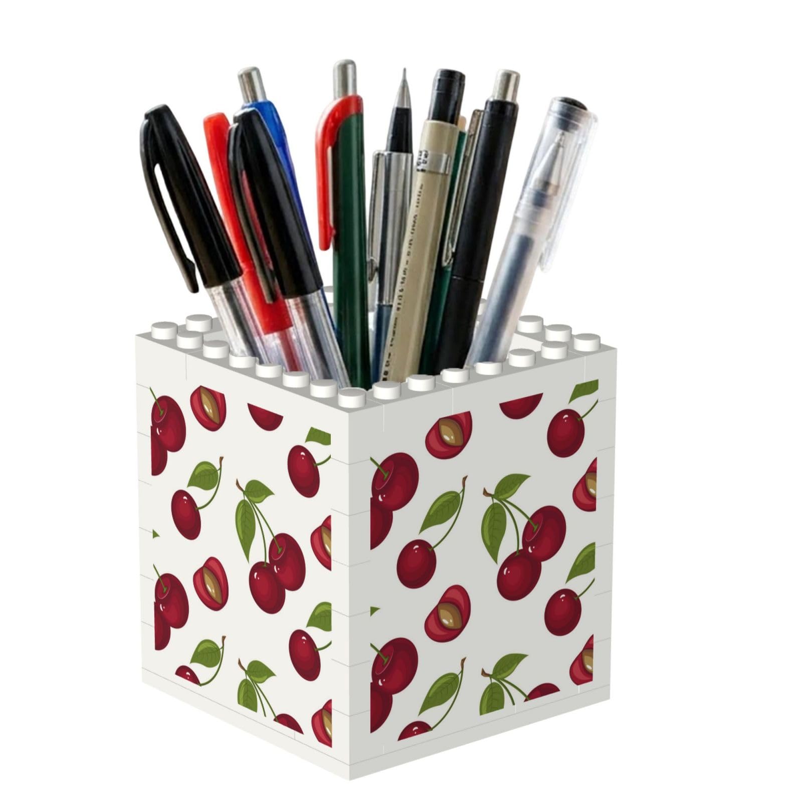 Poadnly Cherry, Pen Pot Pencil Holder for Office Home School, Compact Desk Organiser for Office Stationery