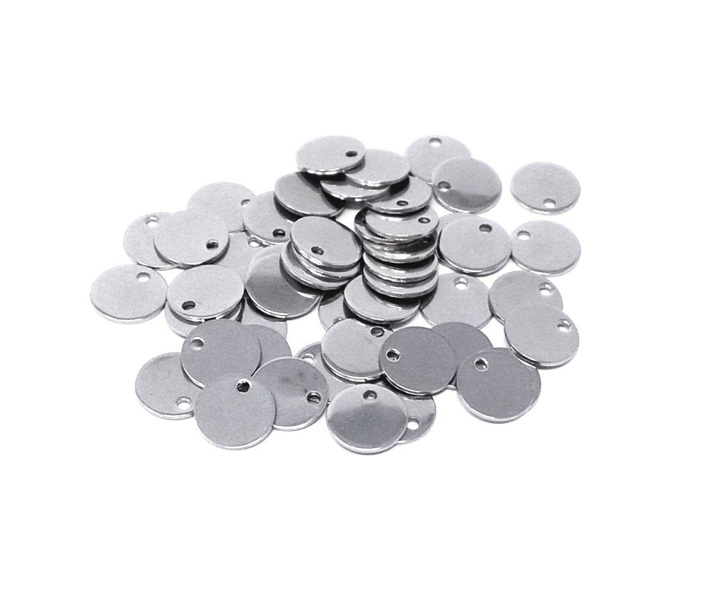 HonbayHonbay 50pcs Stainless Steel 10mm Flat Round Blank Stamping Tag Pendants for Bracelet Necklace Earring Charms