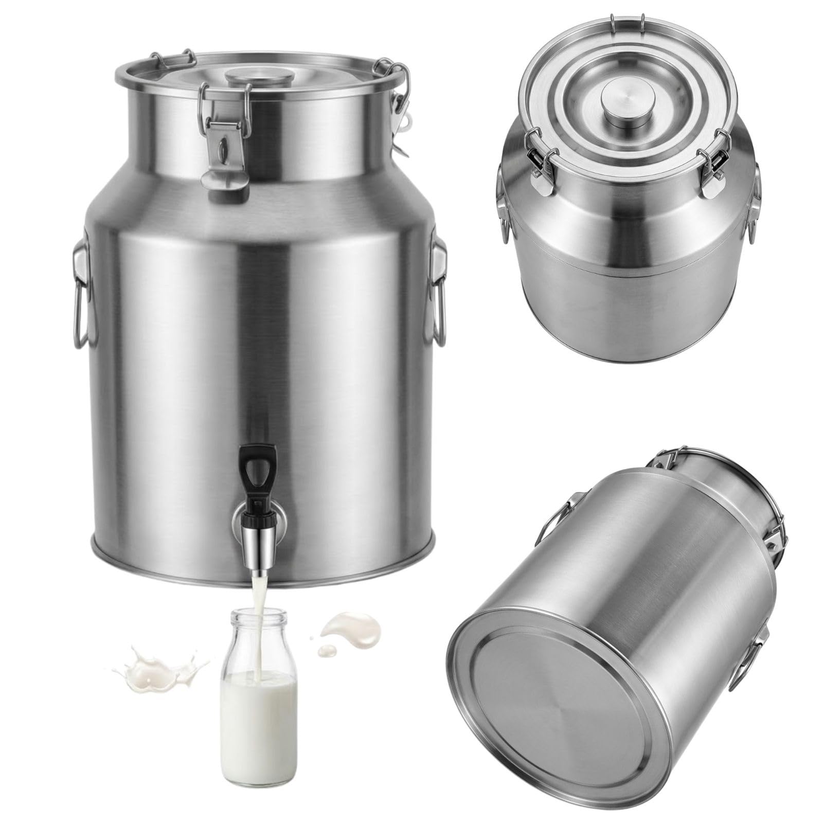 14L Jarra con Grifo Lechera Acero Inoxidable 201 Bidón Transporte Leche | 5-100L Cubo de Acero Inoxidable 201 Barril Aceite Recipiente para Lácteos Transportar Líquidos Agua(No Spigot,35L)