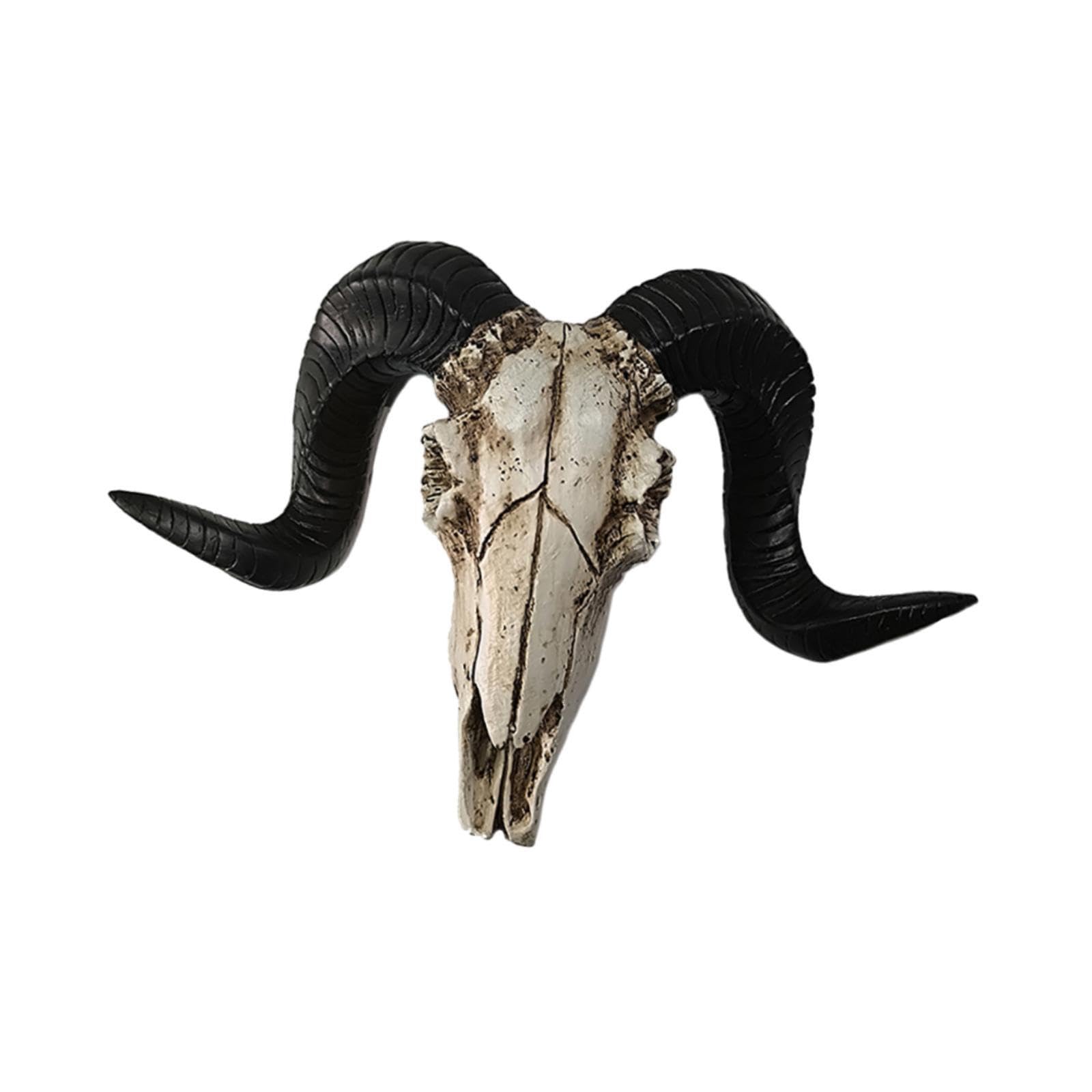 TWISAXC Art Sheep Head Wall Sculpture Premium Decorative Artwork For Home Bedroom Sheep Head Statue 3D Resin Decorative Ornament, Black, 25.5x17.5x6cm