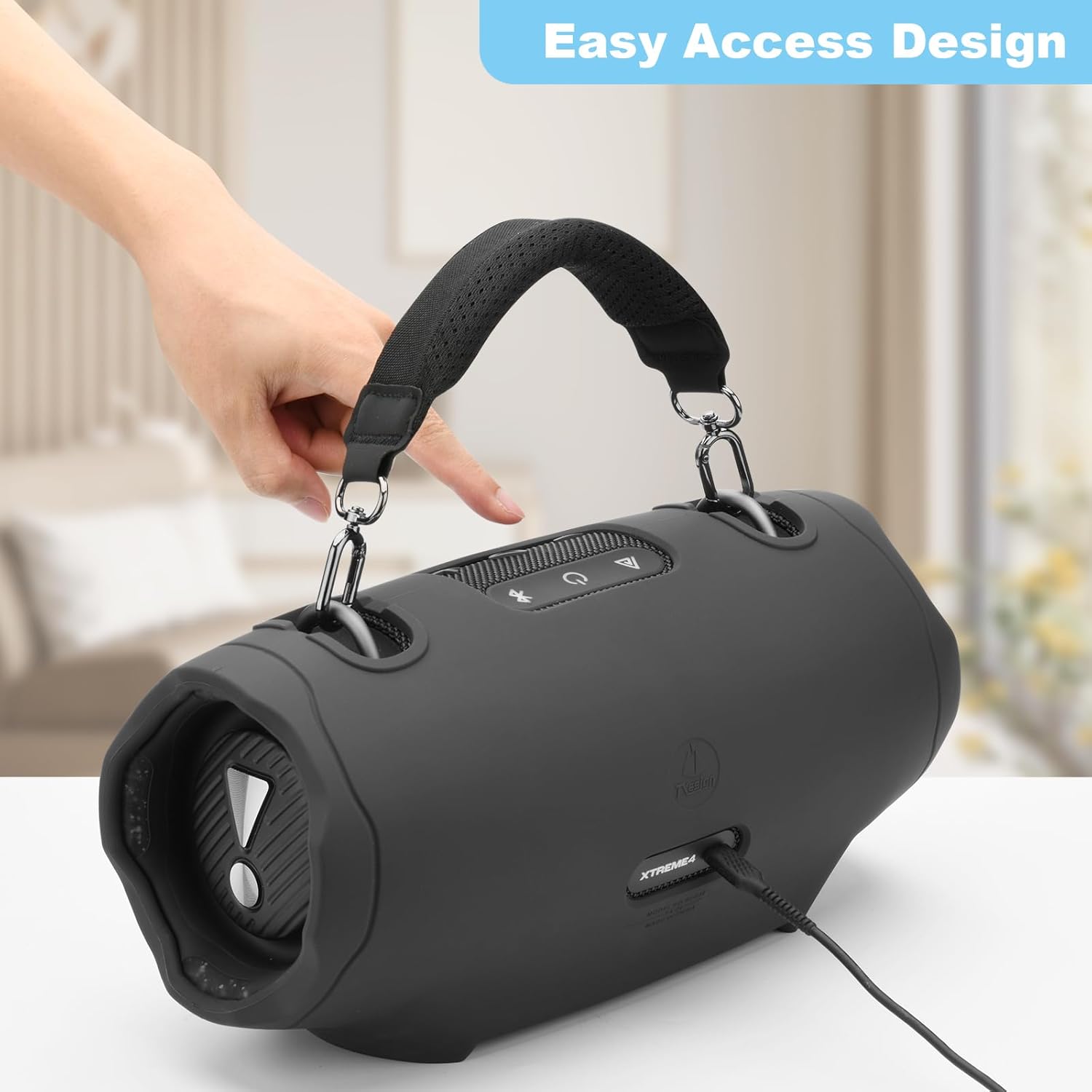 TXEsign Silicone Case Cover for JBL Xtreme 4 - Portable Speaker, Travel Carrying Protective Cover for Xtreme 4 (Black) - Image 2