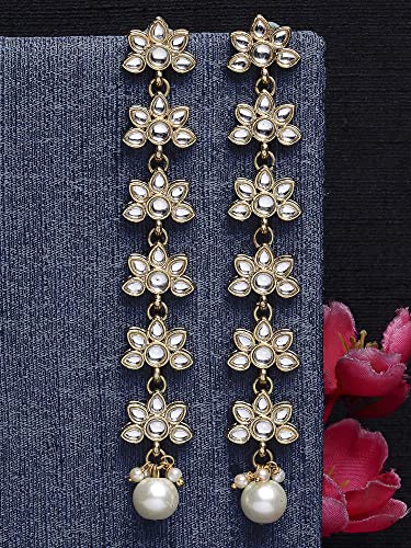 Image of Karatcart Black Beads Long Drop Earrings For womens