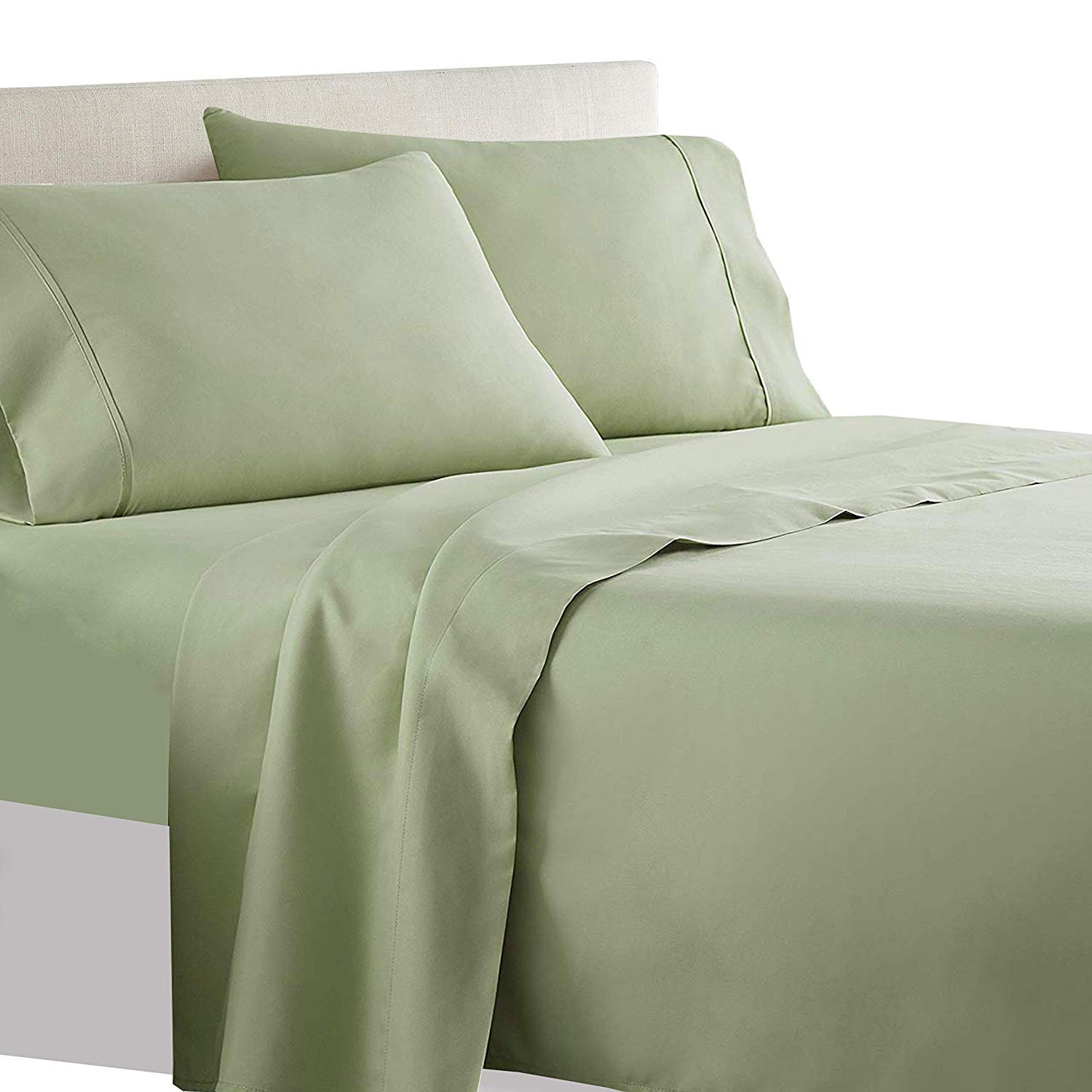 Royal Tradition Solid 550-Thread-Count, 100-Percent Cotton Twin Extra Long XL Bed Sheets Set, Sage