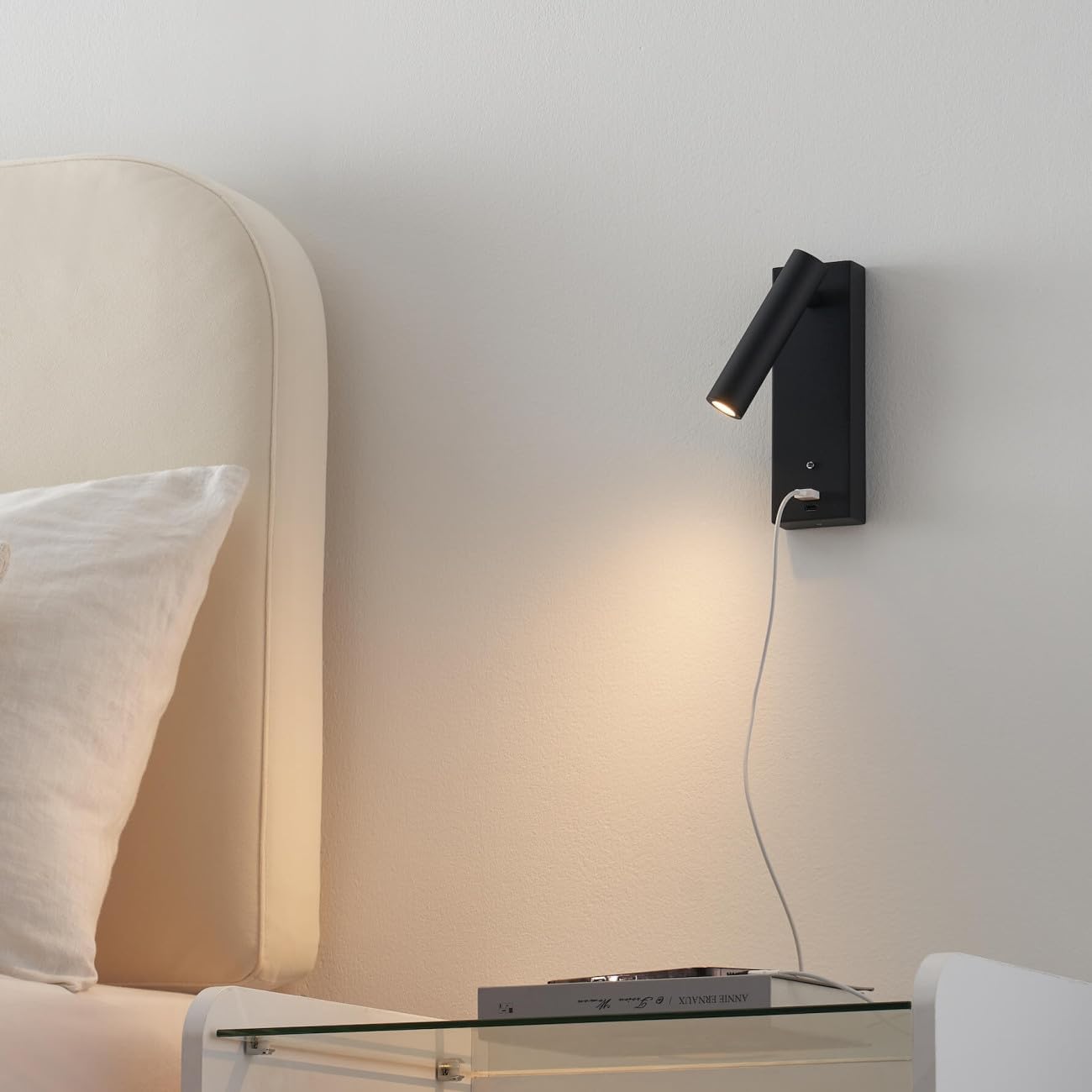 KOSILUM - Lampada LED per e-reader con porta USB dimmerabile, luce bianca calda, illuminazione soggiorno, camera da letto, cucina, corridoio, 210 lm, LED integrato, IP20