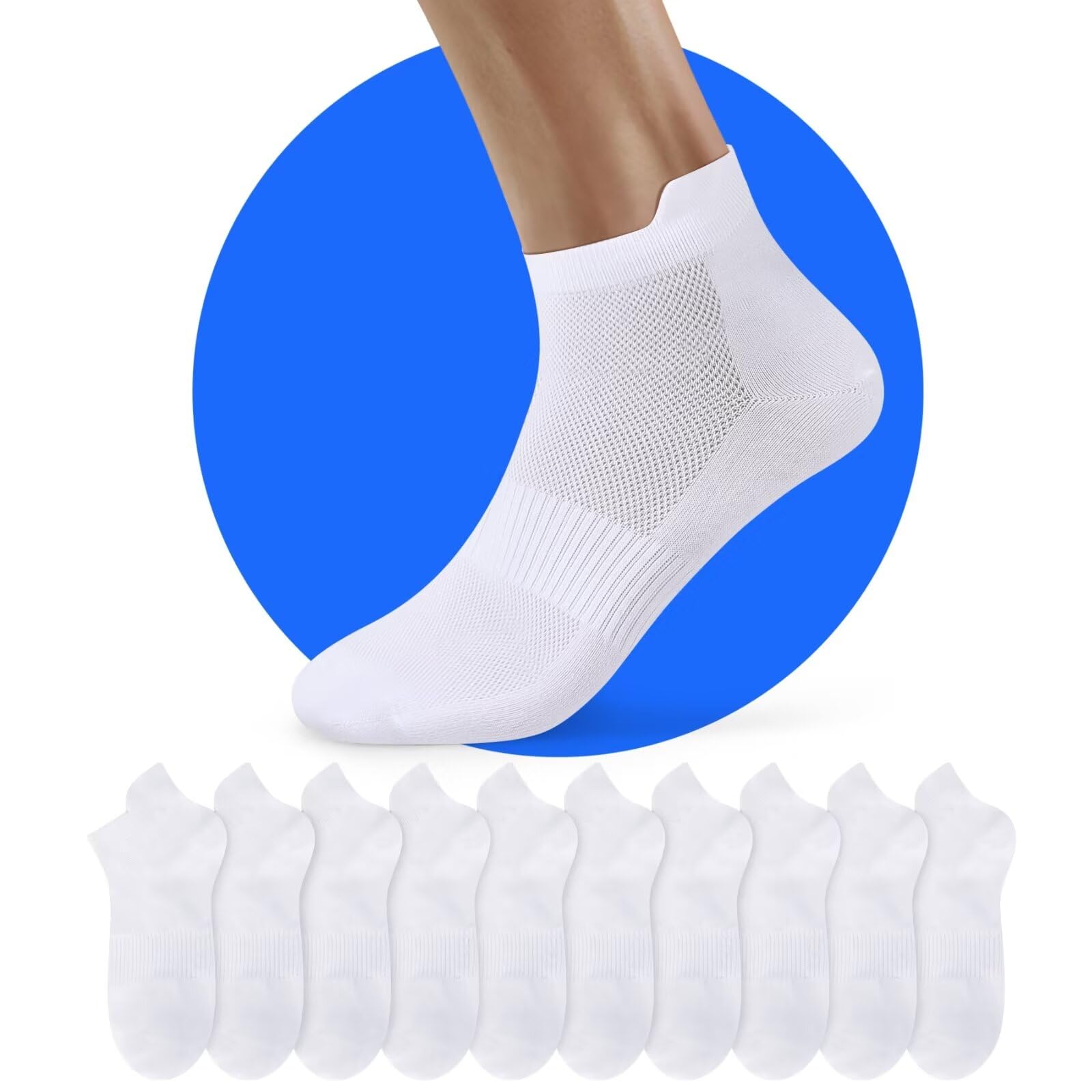 NUOZA 10 Paia Calzini Corti Uomo Donna Traspirante Cotone Running Sportivi Estivi Ciclismo Trekking Calze Tennis Invisibili Fantasmini