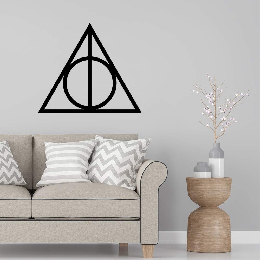 GADGETS WRAP Wall Decals Vinyl Wall Stickers Black Color - (29CM, Harry Potter Deathly Hallows)