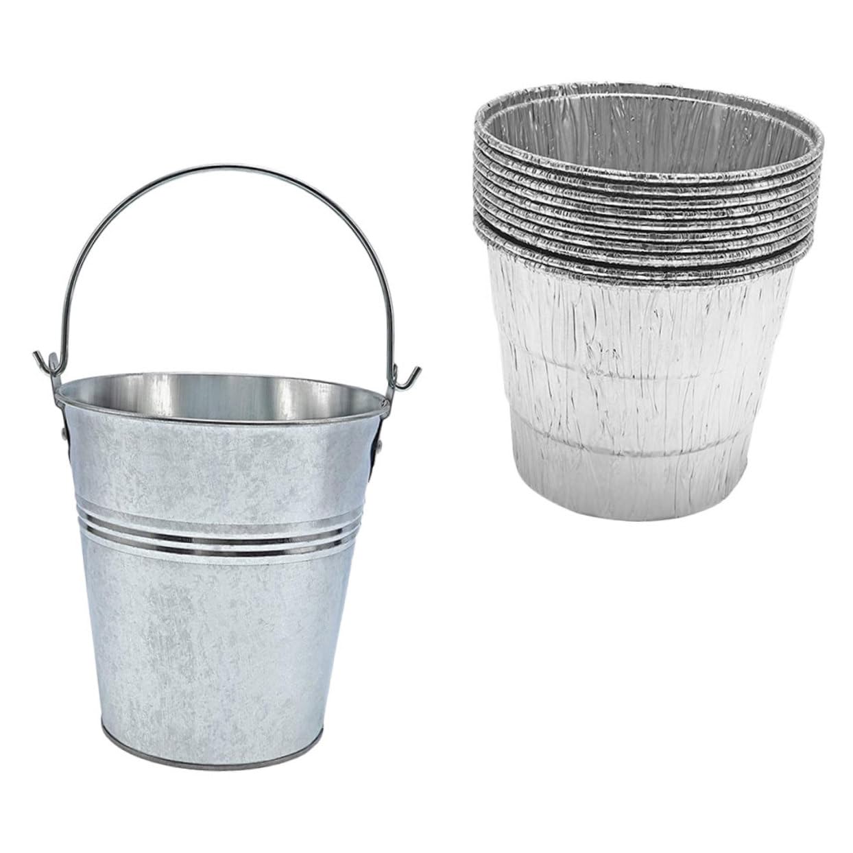 TOYANDONA Secchiello Raccogli Grasso per Barbecue, Argento, 10 Pezzi