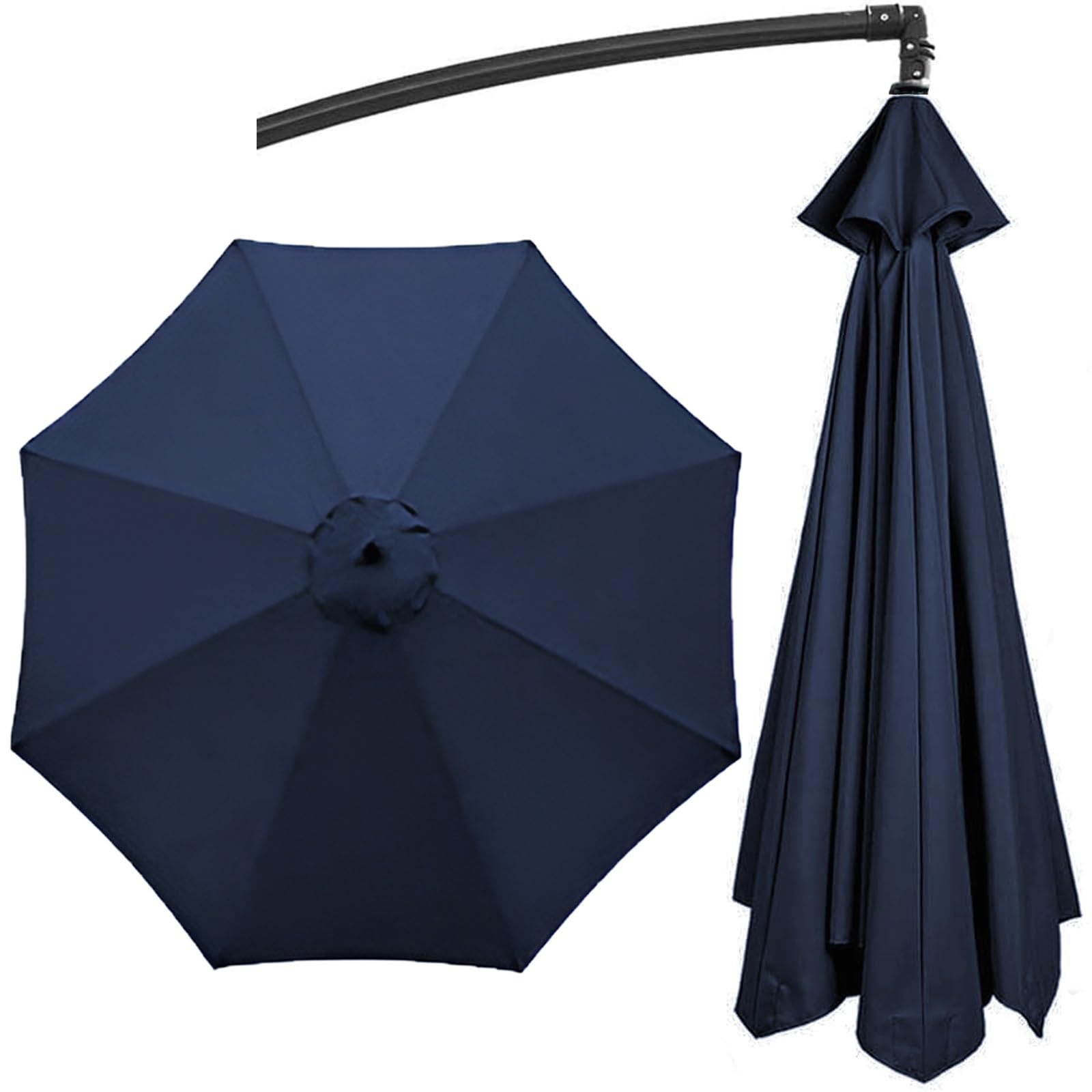Replacement Parasol Canopy Fit 200cm/270cm/300cm+6 Arms/8 Arms Round Sun Umbrella Replacement Cloth UV50+ Washable Garden Parasol Replacement Canopy Cover(Color:Navy blue,Size:8 ribs-2.7 m/(8.8ft))