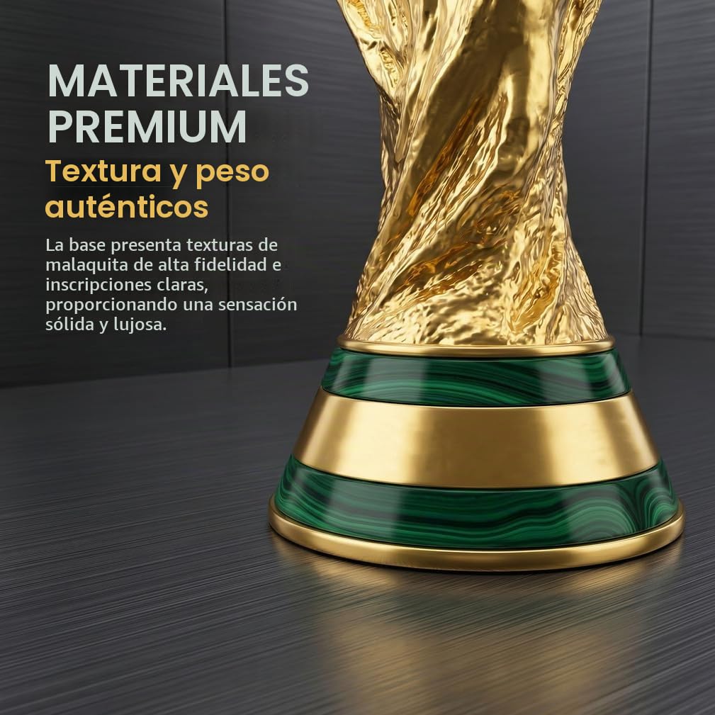 Réplica Trofeo Copa del Mundo de Fútbol, Copa de Campeón de Resina para Aficionados, Recuerdo de Fútbol, Regalo Decorativo para Oficina, Bar, Fiesta,27cm