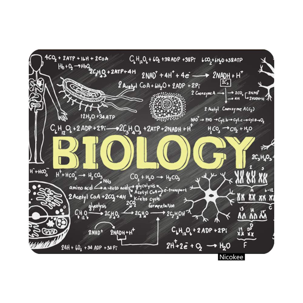 Nicokee Educational Gaming Mouse Pad Black Chalkboard Biology Hand Written School Classroom Non-Slip Rubber Mouse Pad for Computers, Laptop, Office,
